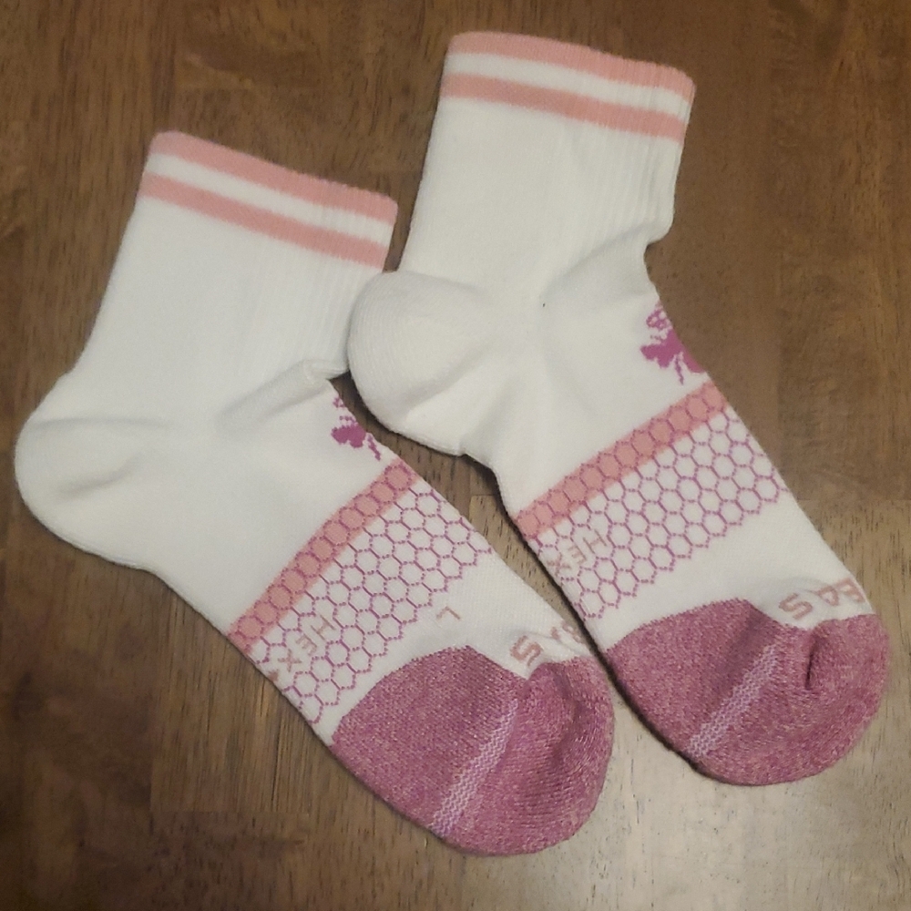 Bombas X Eleven by Venus Williams White and Pink Lotus Athletic Socks Medium - Picture 5 of 6